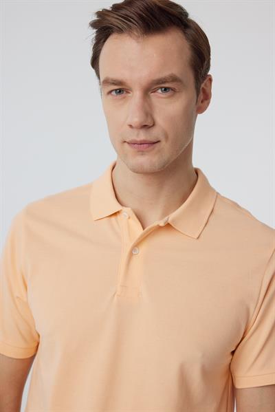 Sütlü Kahve Regular Armürlü Polo Yaka Tişört