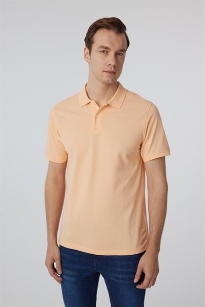 Sütlü Kahve Regular Armürlü Polo Yaka Tişört