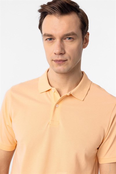 Sütlü Kahve Regular Armürlü Polo Yaka Tişört