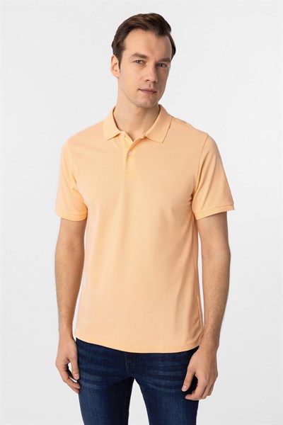 Sütlü Kahve Regular Armürlü Polo Yaka Tişört
