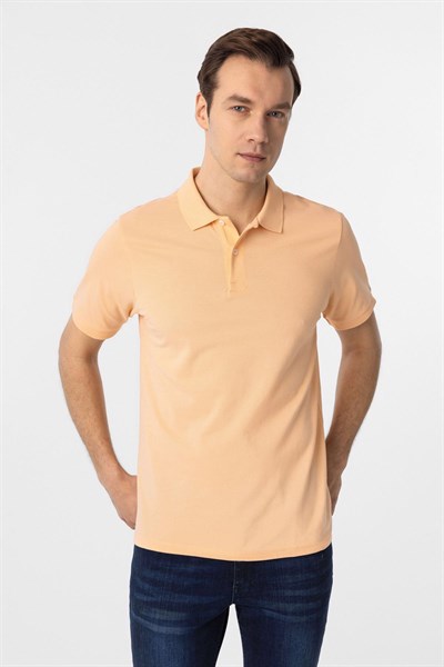 Sütlü Kahve Regular Armürlü Polo Yaka Tişört