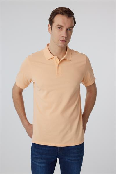 Sütlü Kahve Regular Armürlü Polo Yaka Tişört