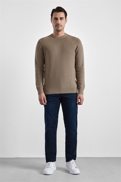 Sütlü Kahve Regular Bisiklet Yaka Kazak