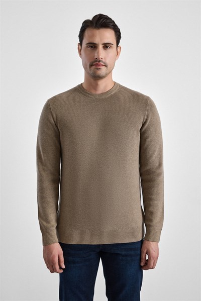 Sütlü Kahve Regular Bisiklet Yaka Kazak