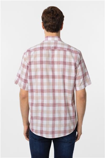 Sütlü Kahve Regular Fit Düz Düğmeli Yaka Kısa Kollu Gömlek