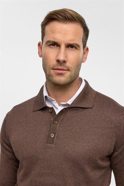 Sütlü Kahve Regular Düz Polo Yaka Triko