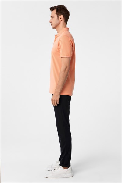 Sütlü Kahve Slim Fit Armürlü Polo Yaka Tişört
