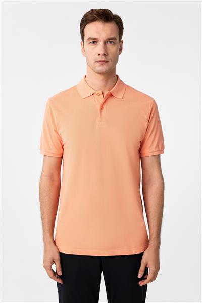 Sütlü Kahve Slim Fit Armürlü Polo Yaka Tişört