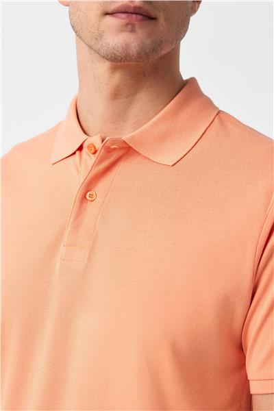 Sütlü Kahve Slim Fit Armürlü Polo Yaka Tişört
