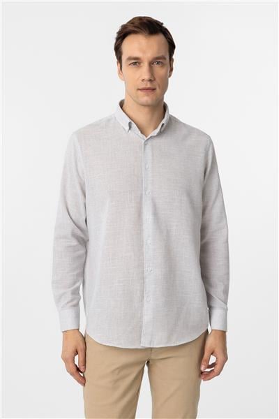 Taş Regular Fit Desenli Düğmeli Yaka Gömlek