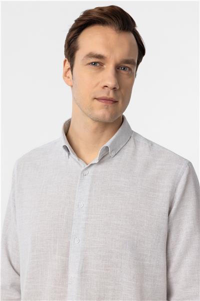 Taş Regular Fit Desenli Düğmeli Yaka Gömlek