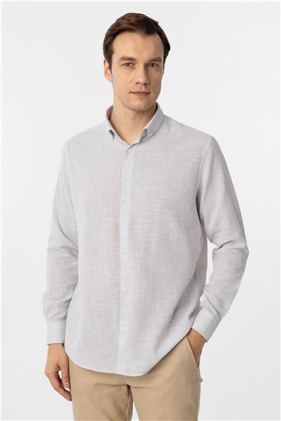 Taş Regular Fit Desenli Düğmeli Yaka Gömlek