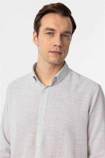 Taş Regular Fit Desenli Düğmeli Yaka Gömlek