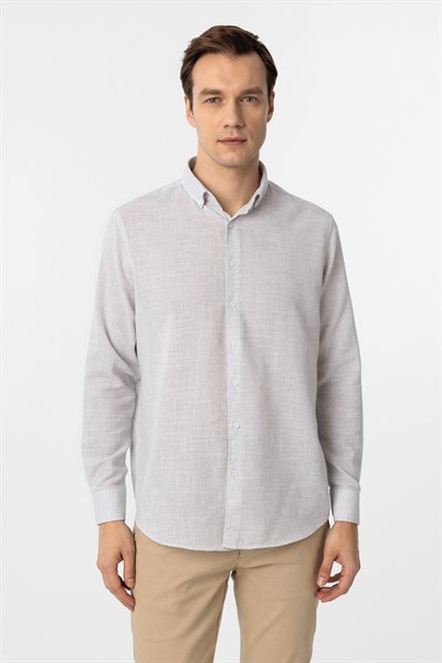 Taş Regular Fit Desenli Düğmeli Yaka Gömlek