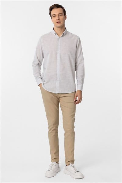 Taş Regular Fit Desenli Düğmeli Yaka Gömlek