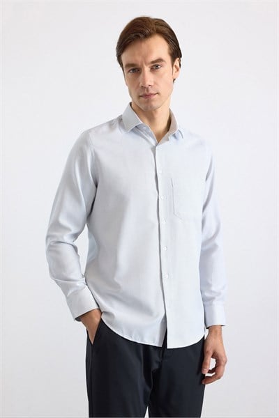 Taş Regular Klasik Yaka Düz Kapaksız Cep Düğmeli Uzun Kollu Standart Casual Gömlek
