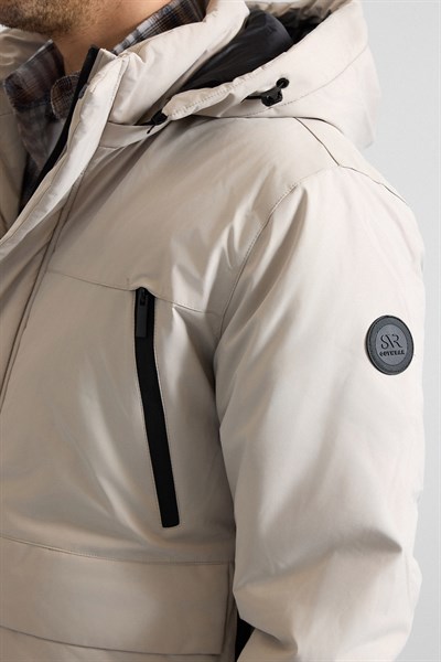 Taş Slim Dik Yaka Düz Kapaklı Cep Fermuar Elyaf Dolgulu Standart Mont