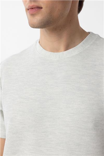 Yeşil Regular Armürlü Bisiklet Yaka Tişört