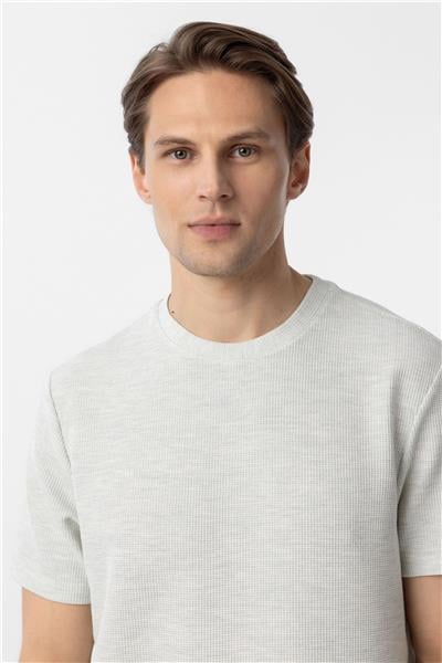 Yeşil Regular Armürlü Bisiklet Yaka Tişört