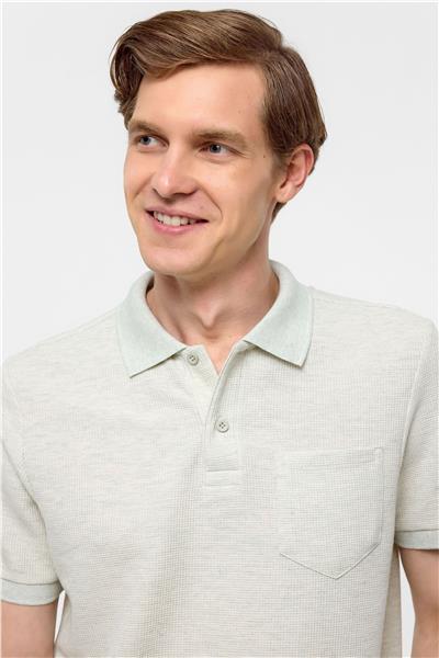 Yeşil Regular Armürlü Polo Yaka Tişört