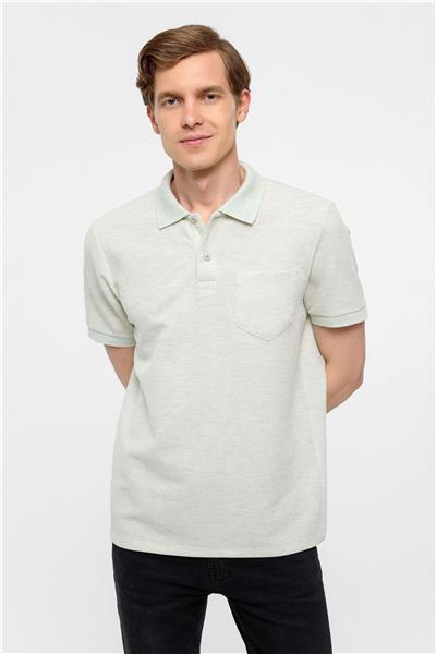 Yeşil Regular Armürlü Polo Yaka Tişört