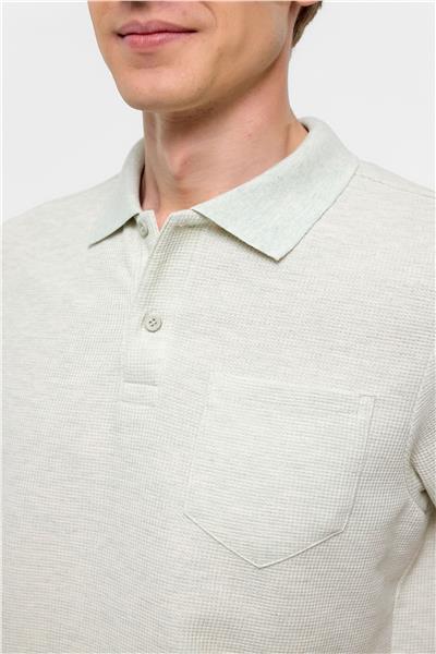 Yeşil Regular Armürlü Polo Yaka Tişört