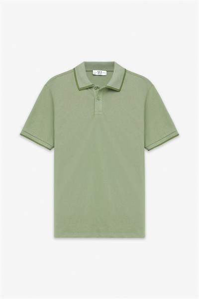 Yeşil Regular Düz Baskısız Pike Düğmeli Polo Yaka Nefes Alabilen Tişört