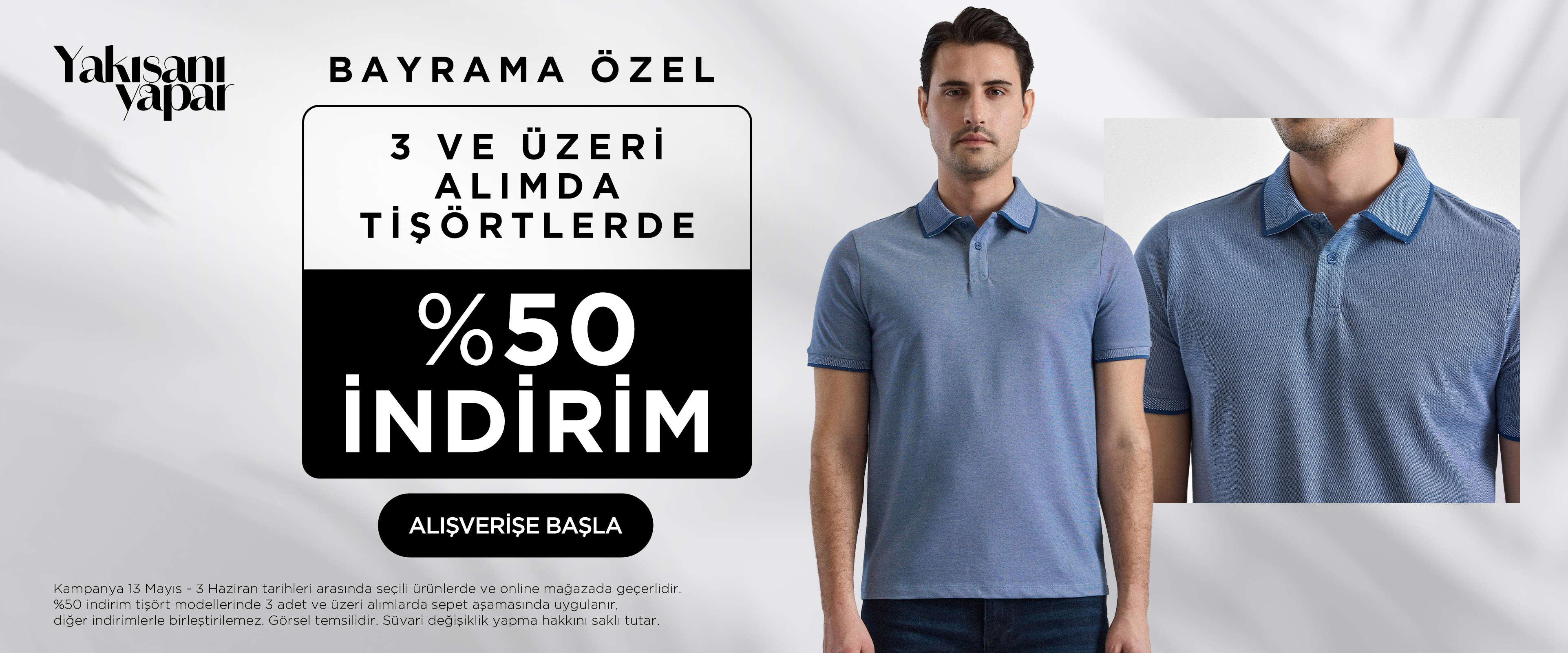 Bayrama Özel 3 ve Üzeri Alımda Tişörtlerde %50 İndirim
