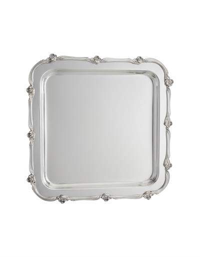 GÜL DETAYLI AYAKLI KARE TEPSİ 23x23