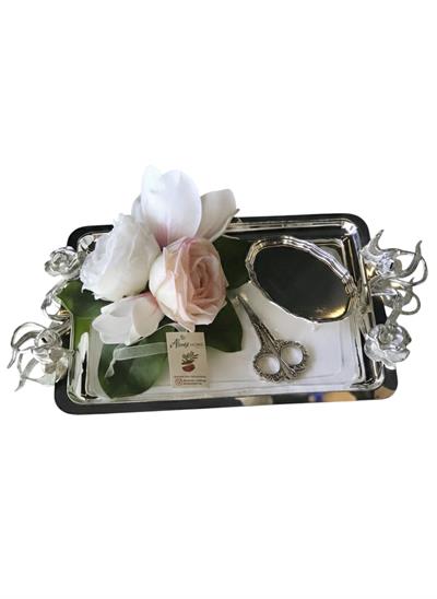 GÜLLÜ KULP KİRALIK GÜMÜŞ YÜZÜK SETİ 