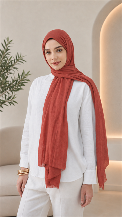 Bordo Düz Pamuk Comfort Şal - 030