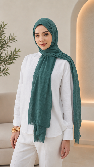 Çağla Yeşili Düz Pamuk Comfort Şal - 017