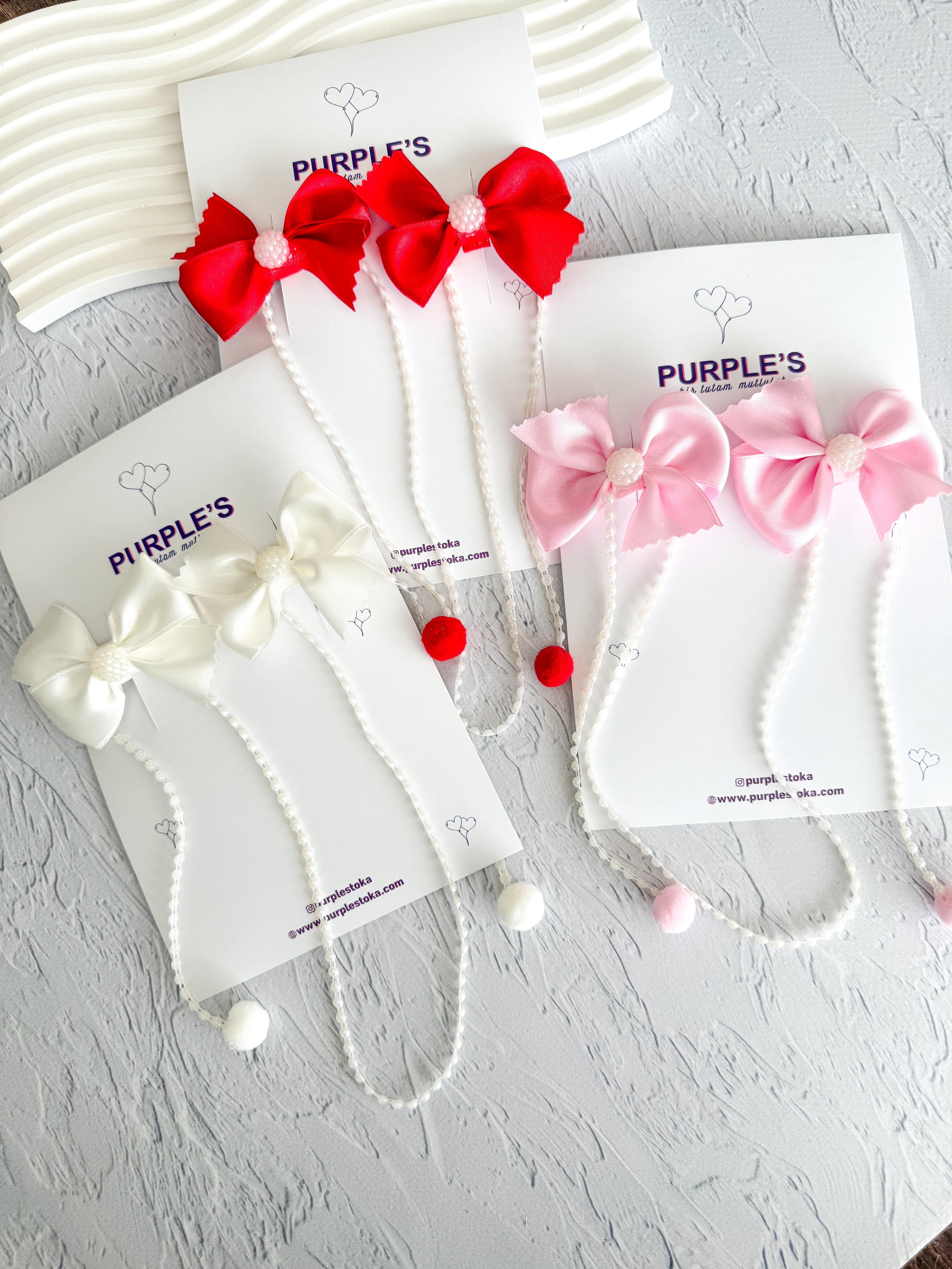 El Yapımı İncili Sallantılı Çiftli Pens Toka 🎀 🤍
