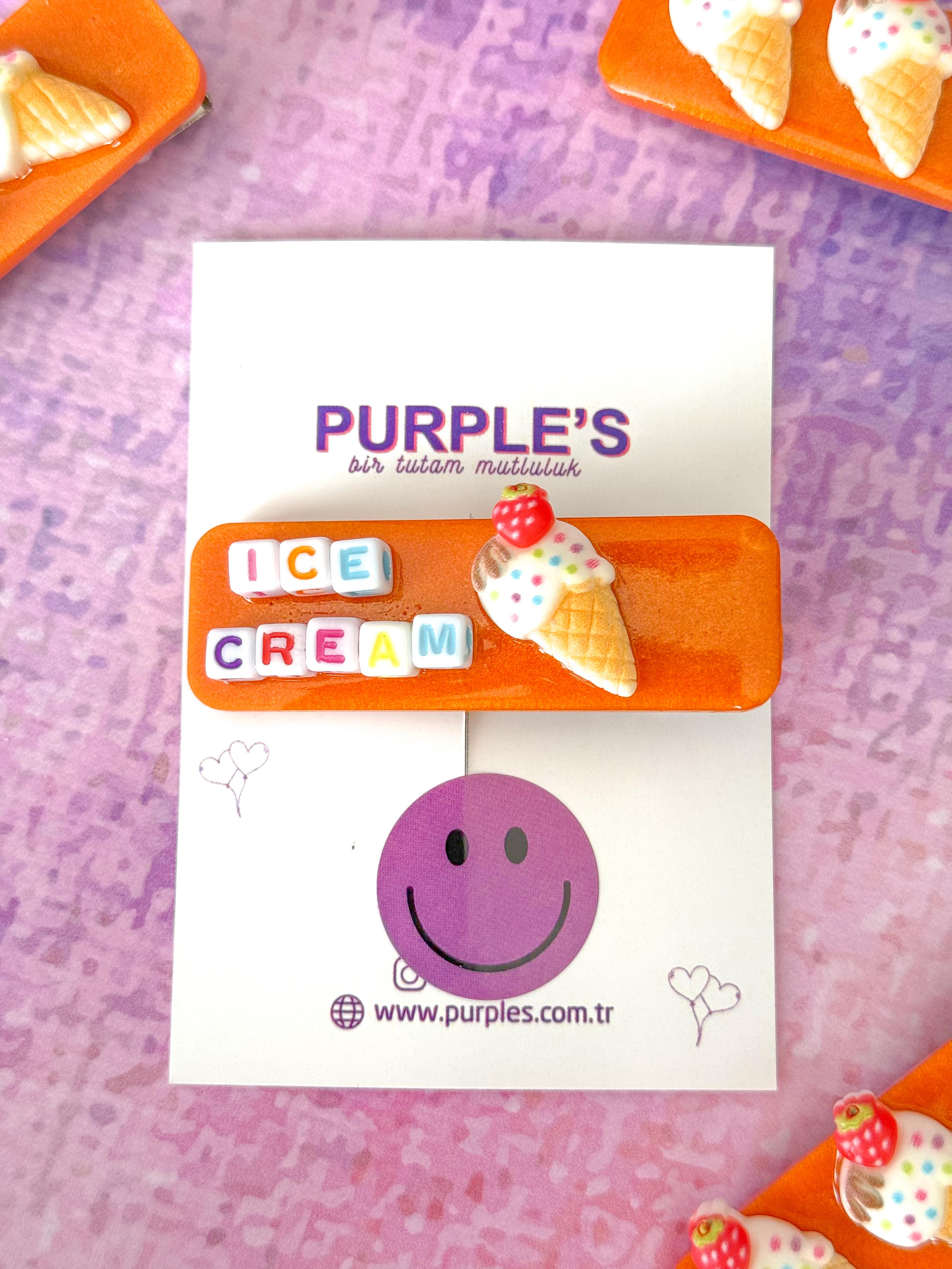 Ice Dream El Yapımı Epoksi Turuncu Klips 