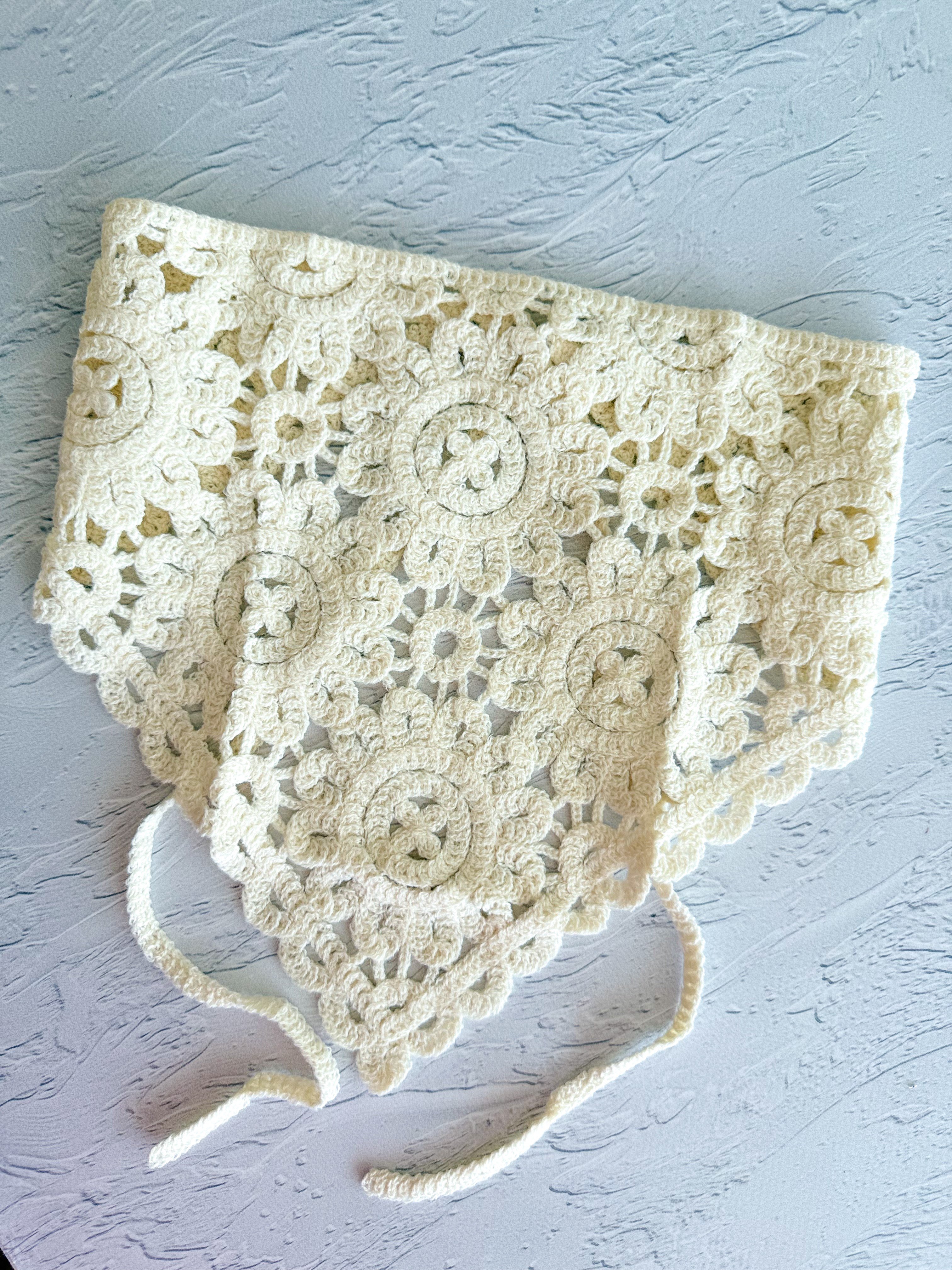 Motifli Krem Rengi Bohem Bandana 