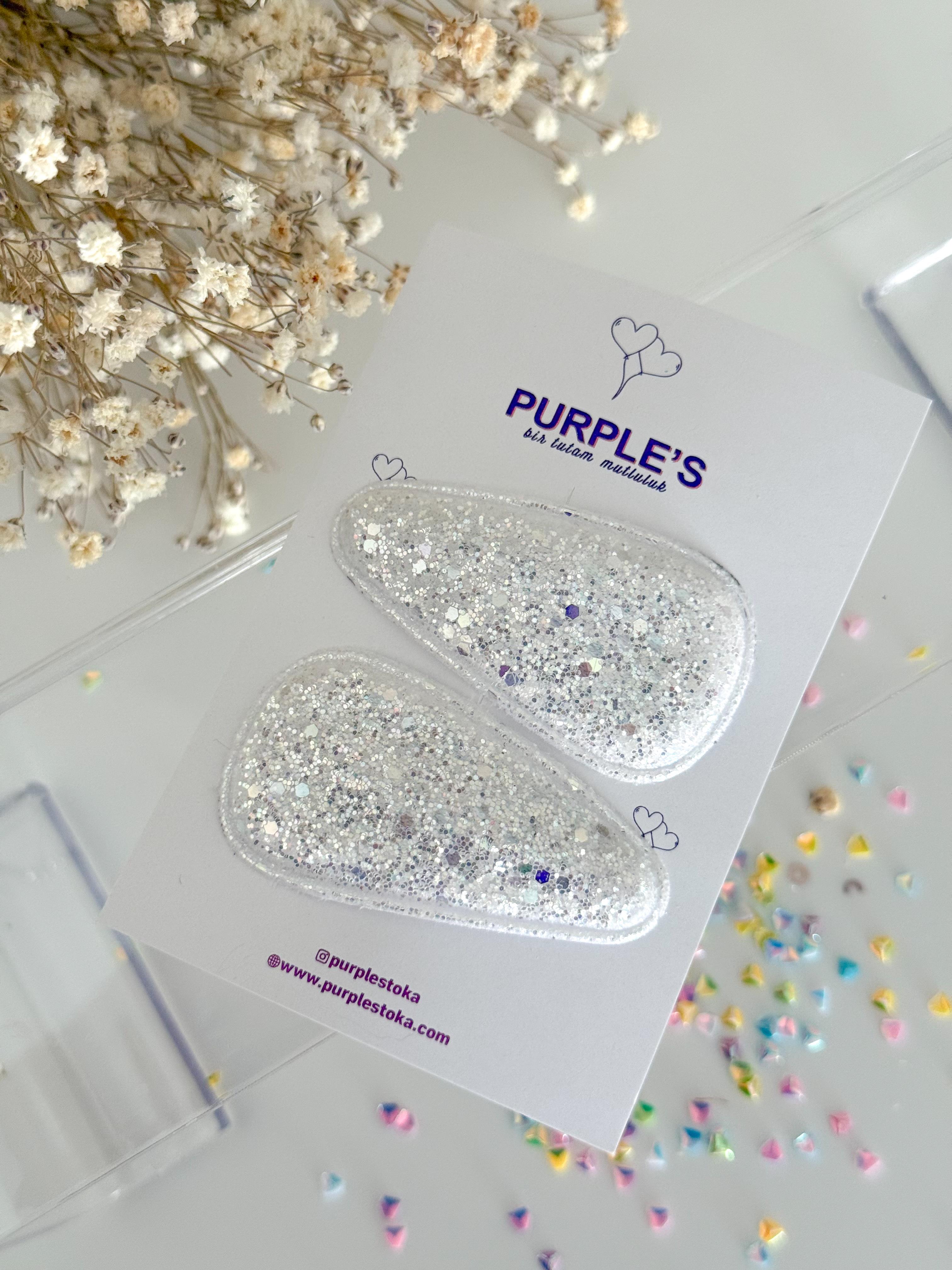White Glitter Snap Buckle Double 