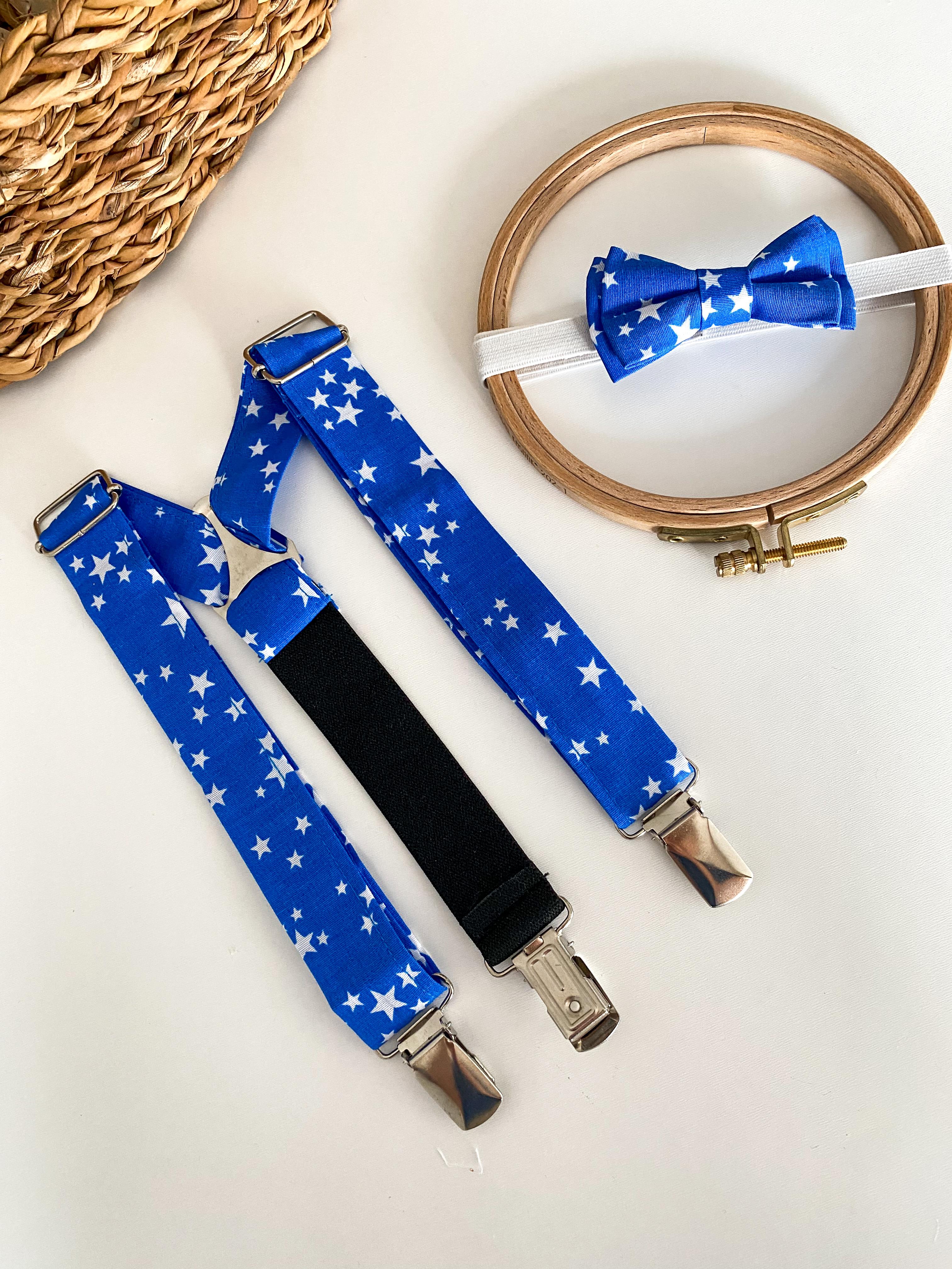Yıldız Desenli Pantolon Askısı & Papyon Set 