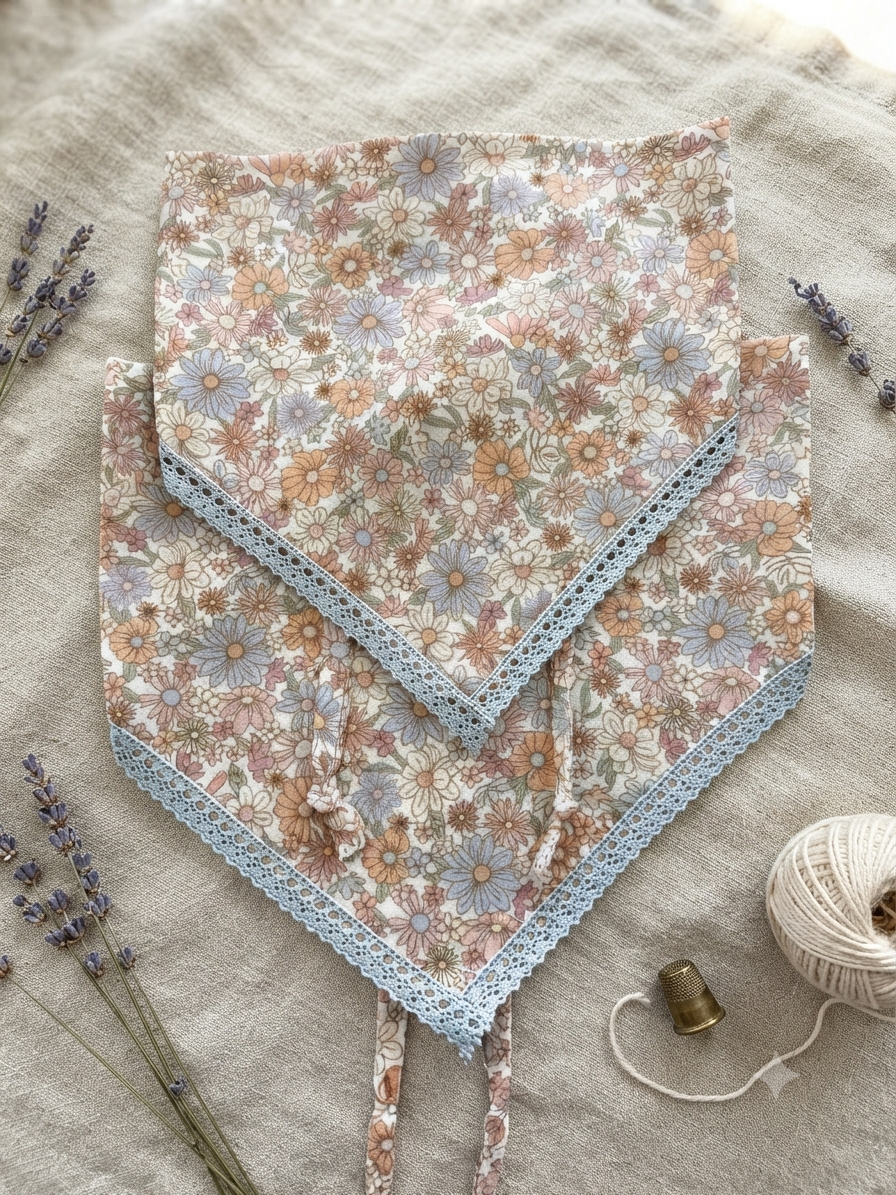 % 100 El İşçiliği Anne & Kız Kumaş Bandana Seti Taş 