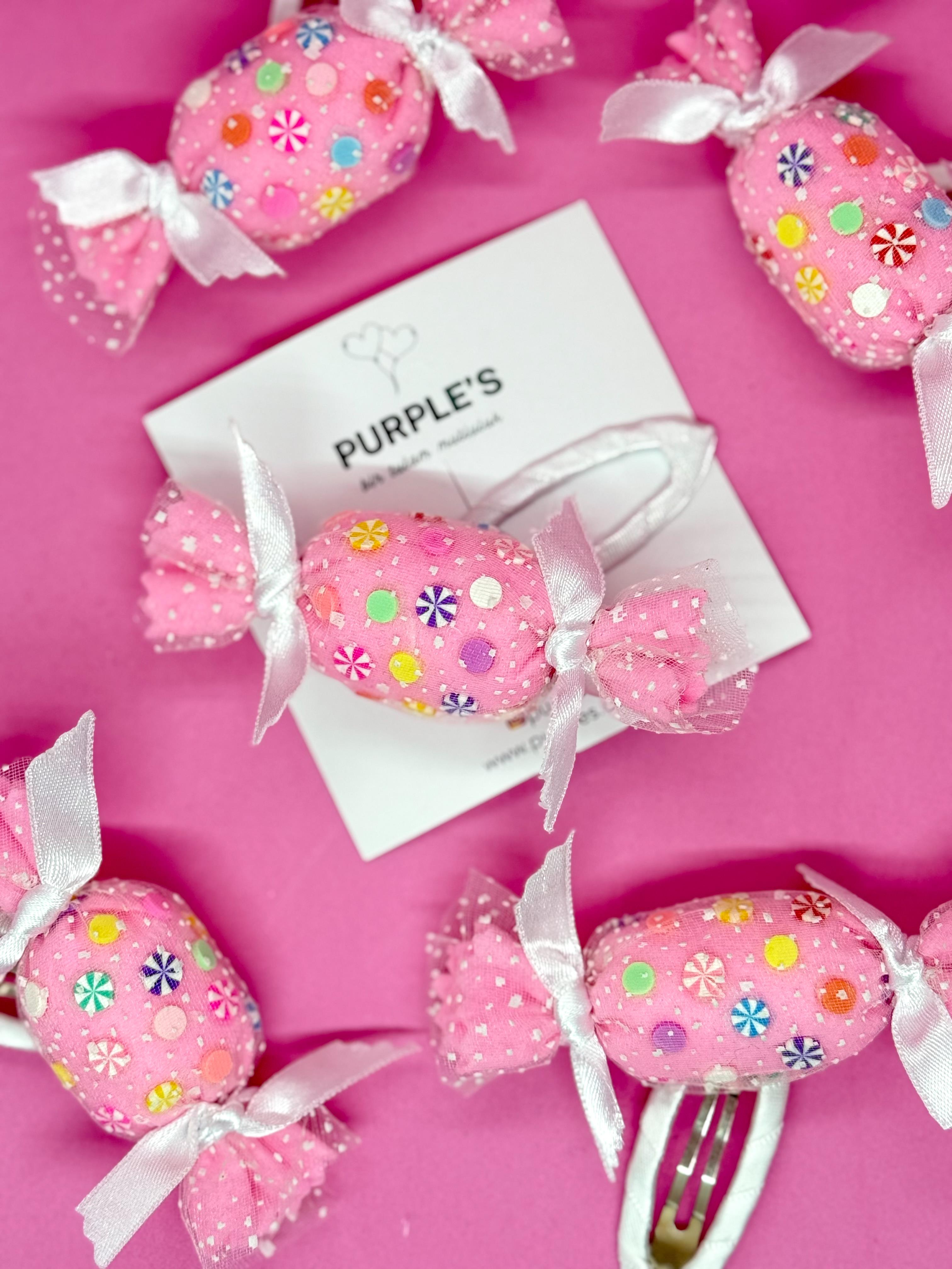 %100 El İşçiliği Tasarım Pembe İçi Dolgulu Bonbon Şeker Bayram Tokası 