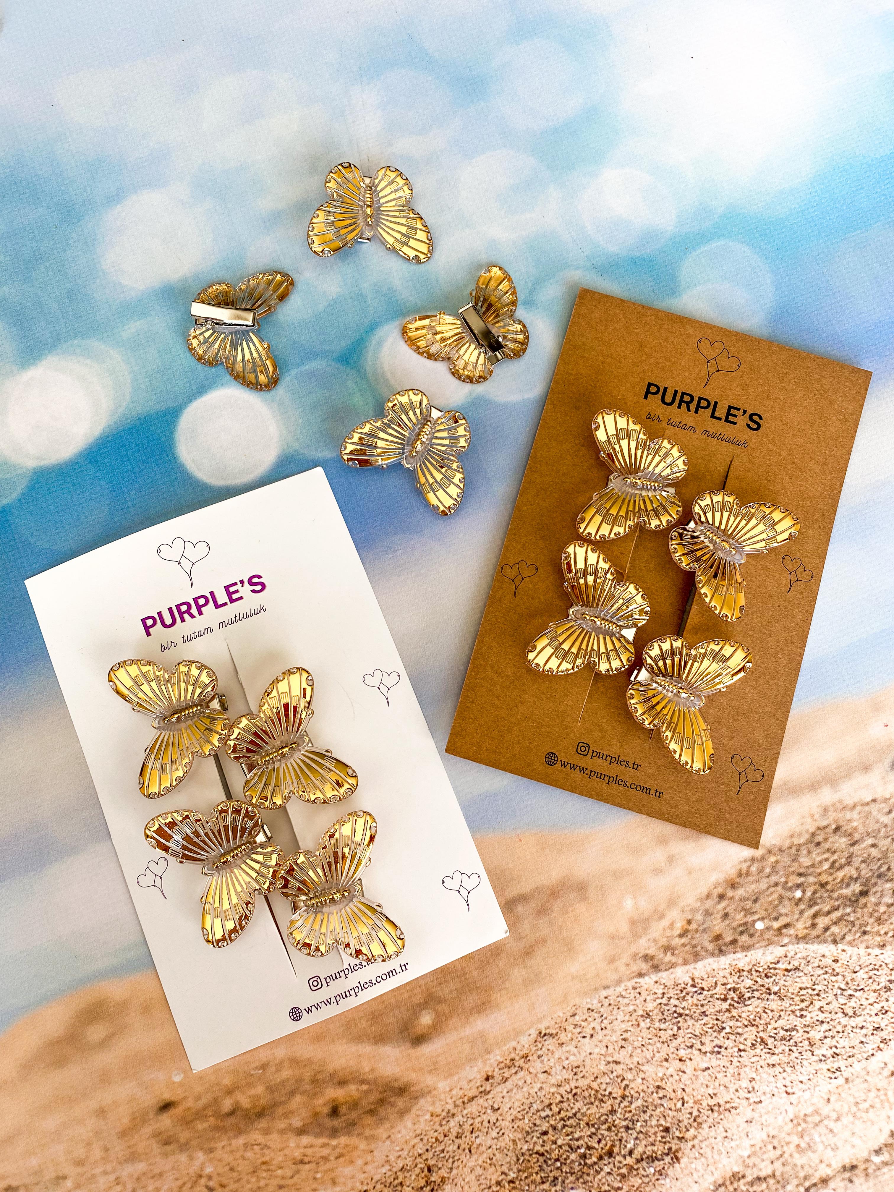 4'lü Mini Gold Kelebek Clips 