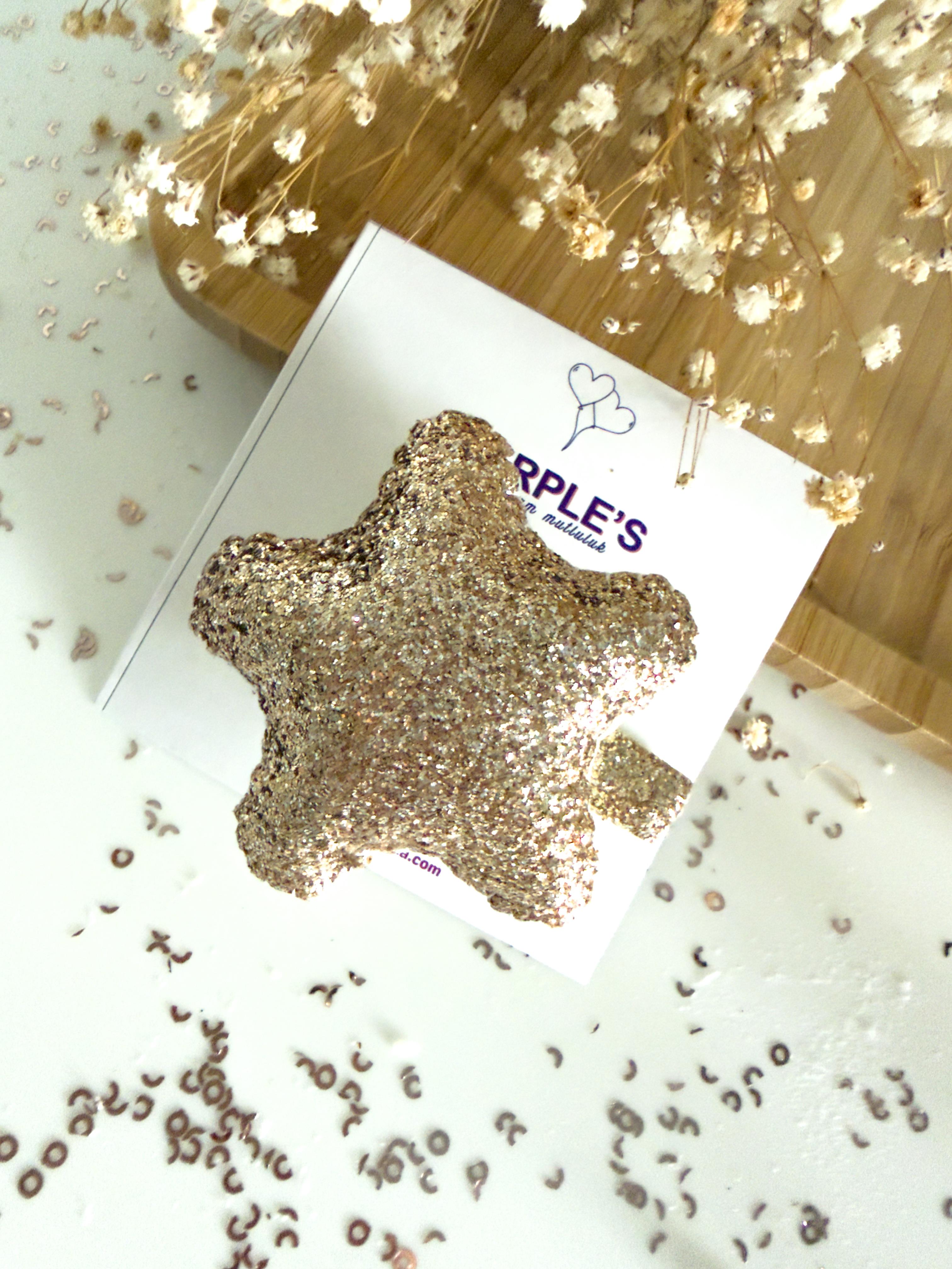 El İşçiliği İçi Dolgulu Yumuşak Glitter Dokulu Yıldız Pens Toka 
