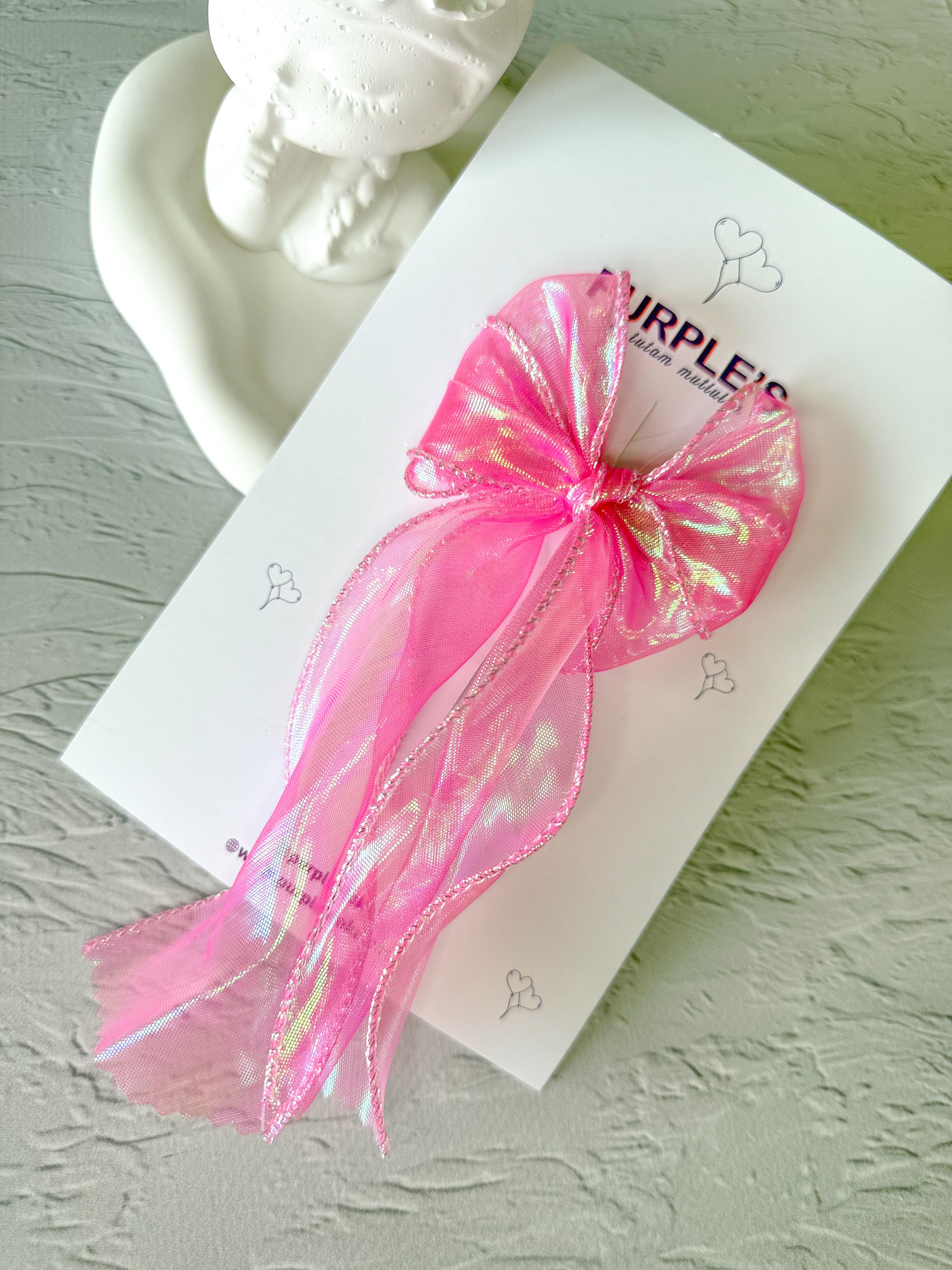 Fuşya Mini Organze Fiyonk Klips 
