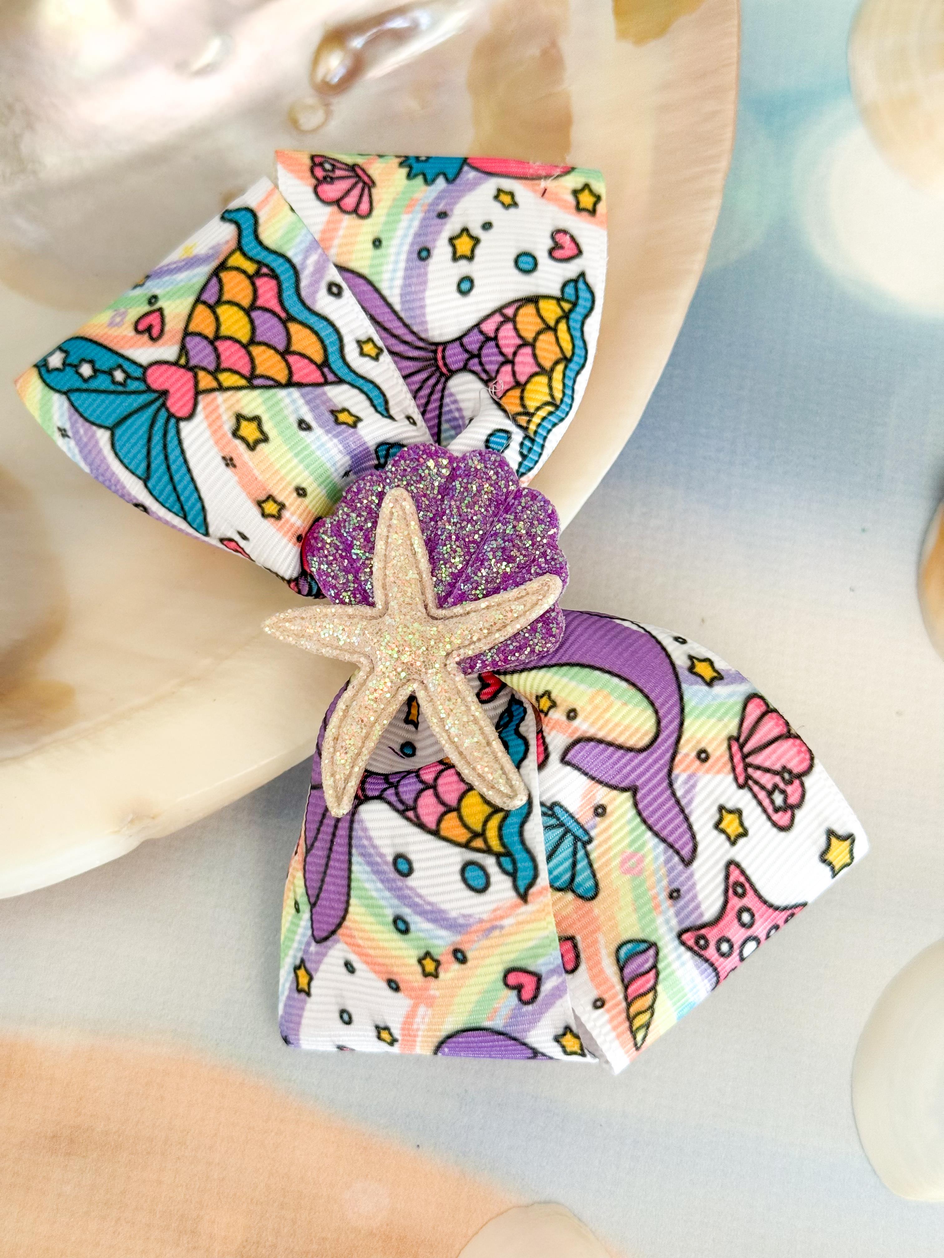 Little Mermaids İstiridye ve Deniz Yıldızı Detaylı Kurdele Fiyonk Adet 