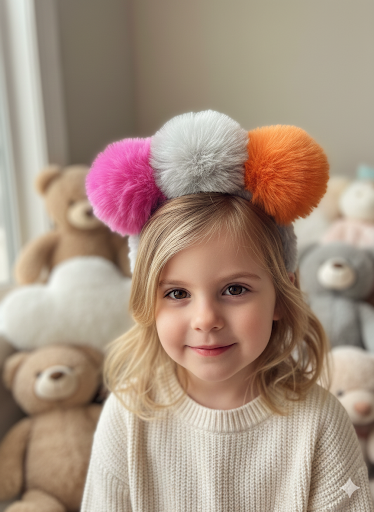 Peluş Dev Ponpon Taç Pembe & Turuncu 