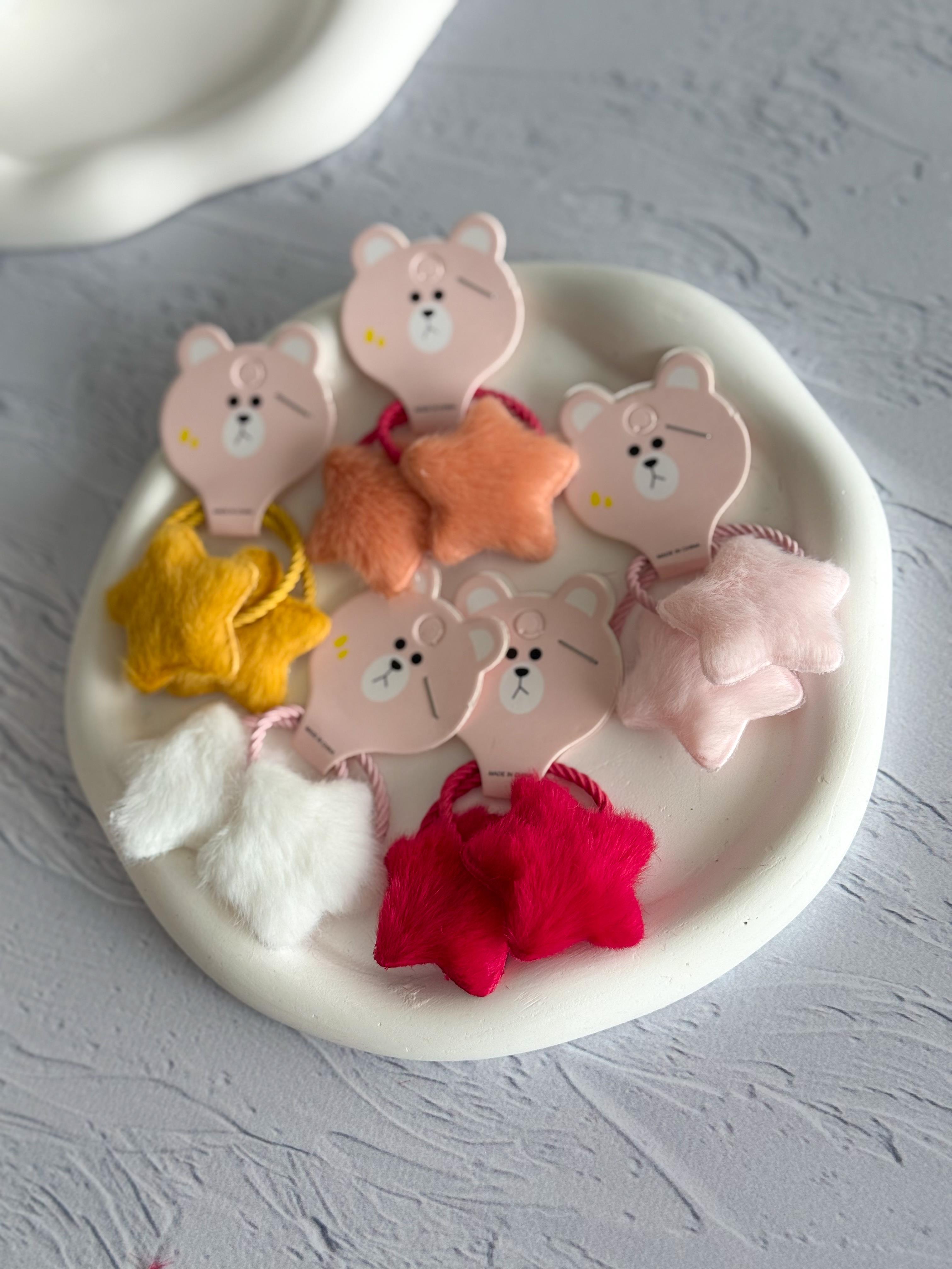 Peluş Yıldız Detaylı Çiftli Lastik Toka 