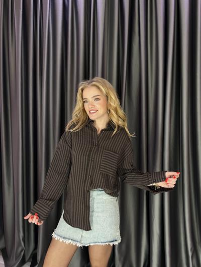 Espresso Modelli Kumaş Kahverengi Gömlek 