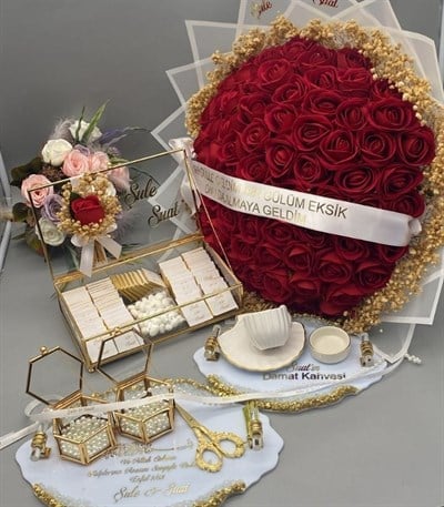 99 lu kırmızı nişan seti 4 lü set