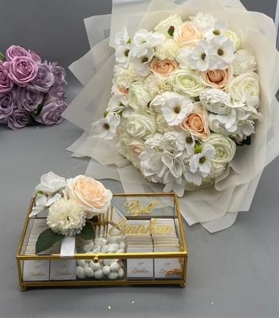 Gold Söz Nişan Kız İsteme Çikolatası ve İsteme Çiçeği Seti