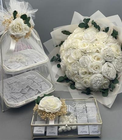 Gold Söz Nişan Kız İsteme Çikolatası ve İsteme Çiçeği Seti