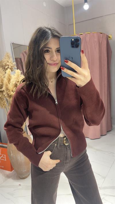 ÇİFT YÖN FERMUAR DETAYLI HIRKA-BORDO